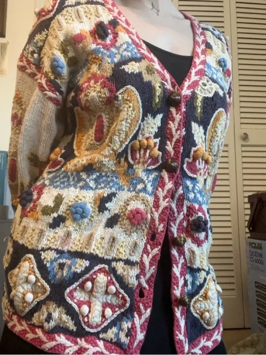 Handcrafted Multicolor Embroidered Cardigan - Picture 2 of 6